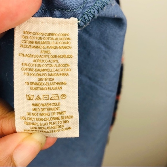 We the Free Fair Isle Chambray Top Small A0002 - Picture 6 of 7